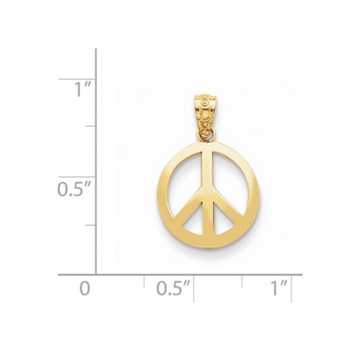 Collier à pendentif symbole de la paix en or jaune 14 ct avec chaîne