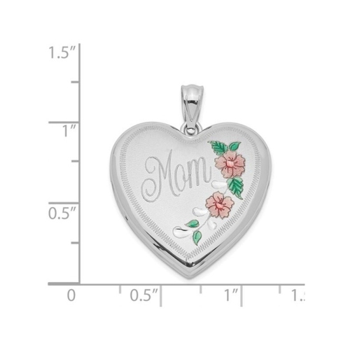 Sterling Silver Mom Heart Flower Locket with Chain