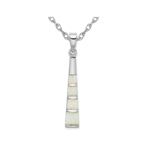 GEM AND HARMONY  Lab-Created Opal Pendant Necklace In Sterling With Chain In Silver