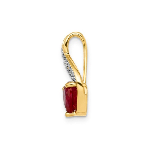 1.15 Carat Lab-Created Ruby Heart Pendant Necklace in 14K Yellow Gold with Chain