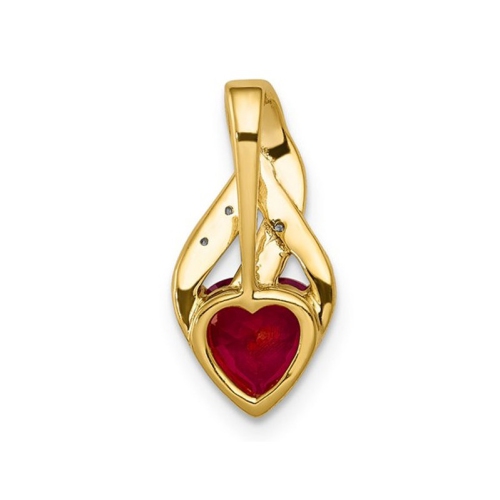 1.15 Carat Lab-Created Ruby Heart Pendant Necklace in 14K Yellow Gold with Chain