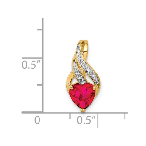 1.15 Carat Lab-Created Ruby Heart Pendant Necklace in 14K Yellow Gold with Chain