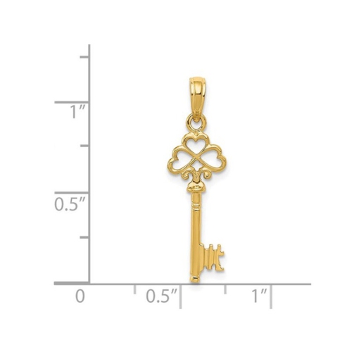 14K Yellow Gold Polished Key Pendant Necklace with Chain