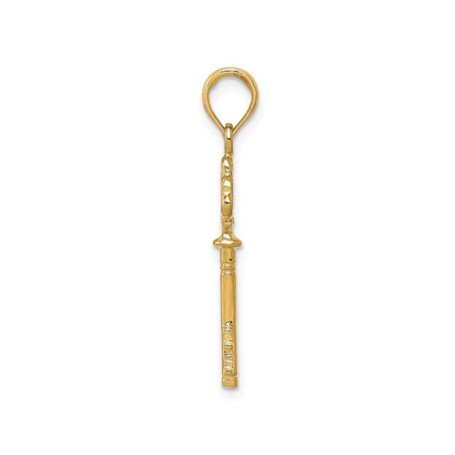 14K Yellow Gold Polished Key Pendant Necklace with Chain