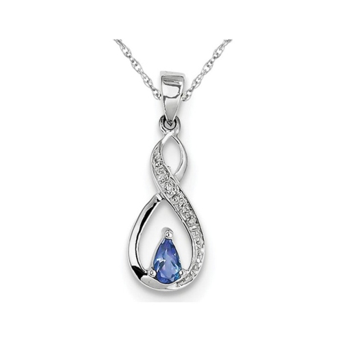 GEM AND HARMONY  Sterling Tanzanite Infinity Pendant Necklace With Chian 1/5 Carat (Ctw) In Silver
