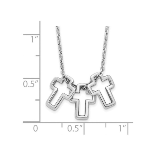 Polished Sterling Silver 3-Cross Necklace