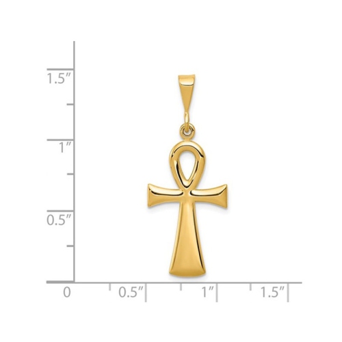 Large 14K Yellow Gold Ankh Cross Pendant Necklace with Chain