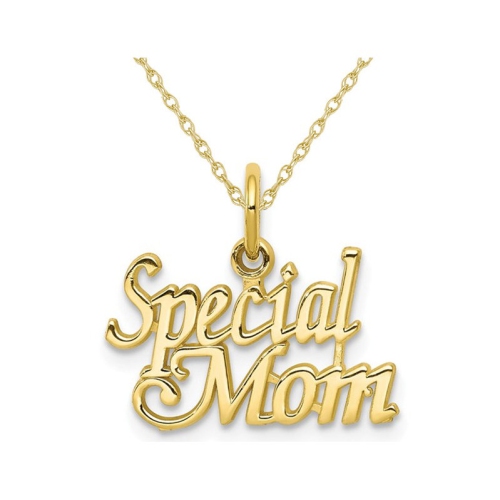 GEM AND HARMONY  Special Mom Charm Pendant Necklace In 10K Gold With Chain In Yellow