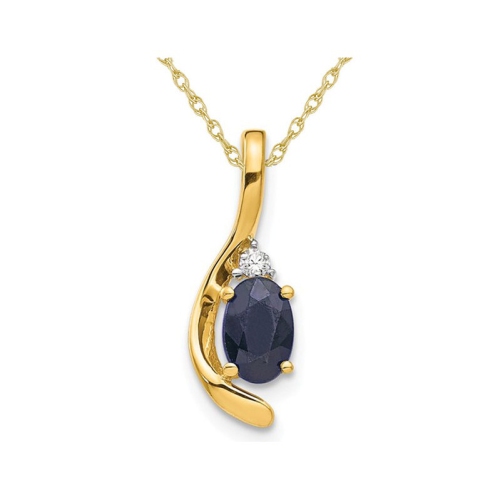 GEM AND HARMONY  1/2 Carat (Ctw) Sapphire Pendant Necklace In 14K Gold With Chain In Blue