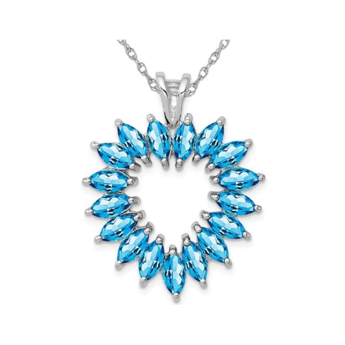 blue topaz heart pendant necklace