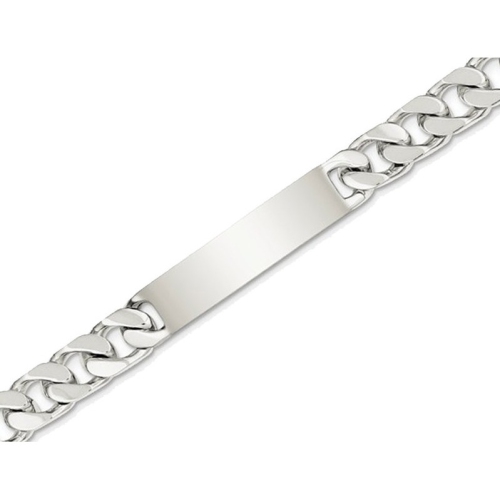 GEM AND HARMONY  Mens Engraveable Polished Link Id Bracelet In Sterling 8.5 Inches In Silver