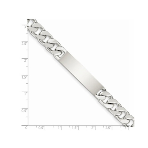 Mens Engraveable Polished Link ID Bracelet in Sterling Silver 8.5 Inches