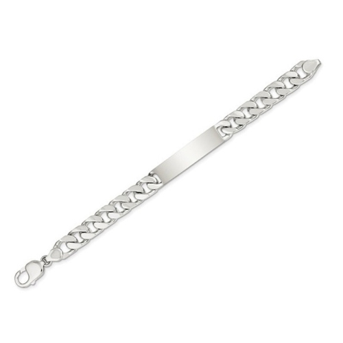 Mens Engraveable Polished Link ID Bracelet in Sterling Silver 8.5 Inches
