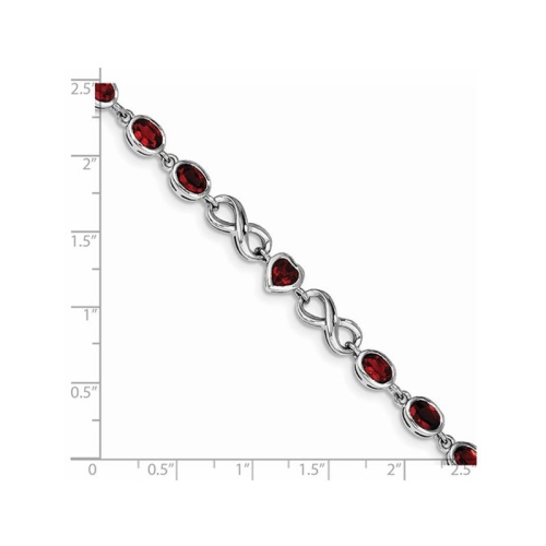 Sterling Silver Infinity Heart Natural Garnet Bracelet 6.30 Carats