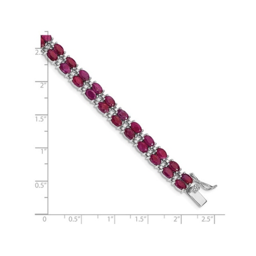 Bracelet à deux rangs rubis 21,60 carat en argent sterling plaqué rhodium