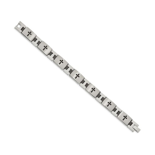 Mens Stainless Stee Antiqued Fleur De Lis Bracelet Bracelet