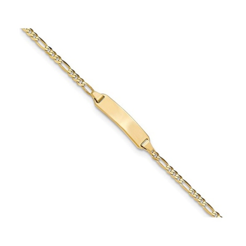 14K Yellow Gold Engraveable Figaro ID Bracelet