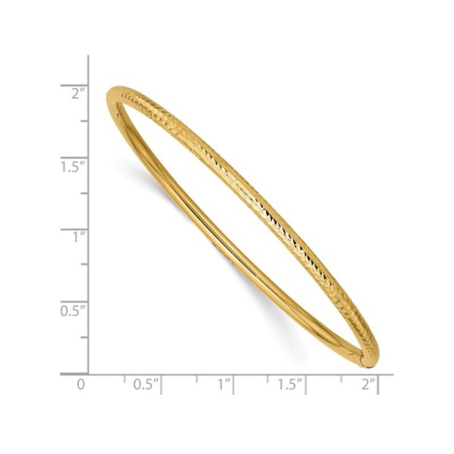 14K Yellow Gold Diamond-Cut Slip On Bangle