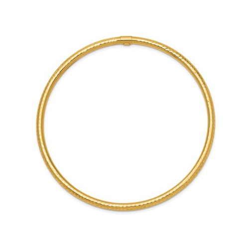 14K Yellow Gold Diamond-Cut Slip On Bangle