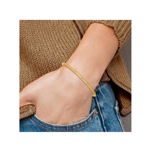 14K Yellow Gold Diamond-Cut Slip On Bangle