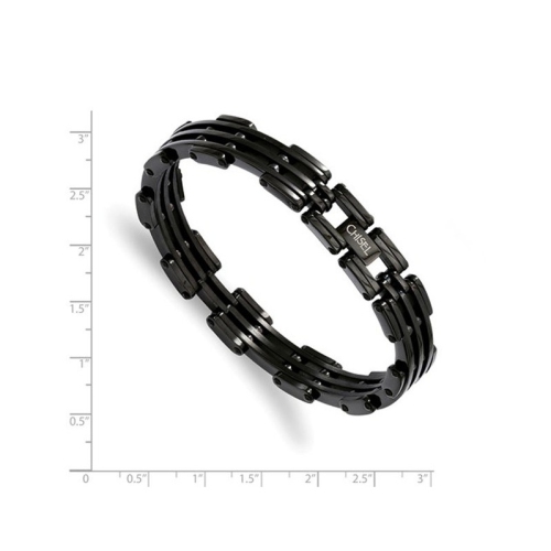 Mens Bracelet in Stainless Steel with Black Plating 8.50 Inches