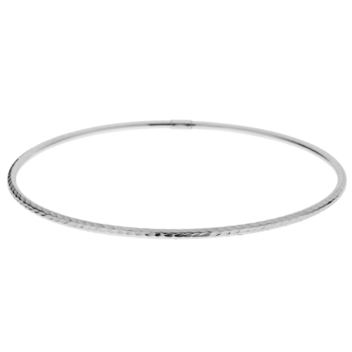 Diamond-Cut 2mm Slip On Bangle in 14K White Gold