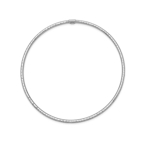 Diamond-Cut 2mm Slip On Bangle in 14K White Gold