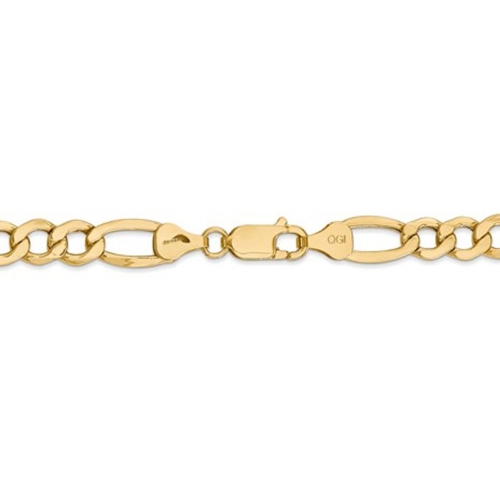 Figaro Chain Bracelet in Polished 14K Yellow Gold 8 Inches