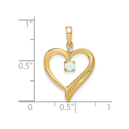 Lab-Created 3mm White Opal Heart Pendant Necklace in 14K Yellow Gold with Chain