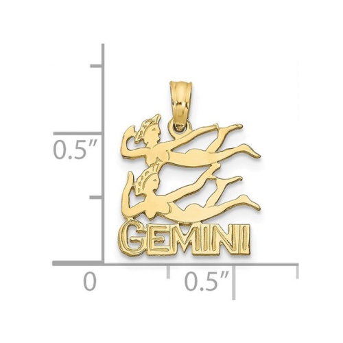 10K Yellow Gold GEMINI Charm Zodiac Astrology Pendant Necklace with Chain