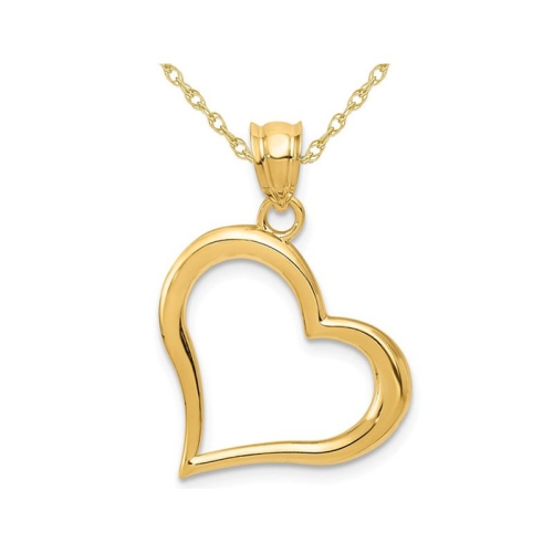 GEM AND HARMONY  14K Gold Open Heart Pendant Necklace With Chain In Yellow