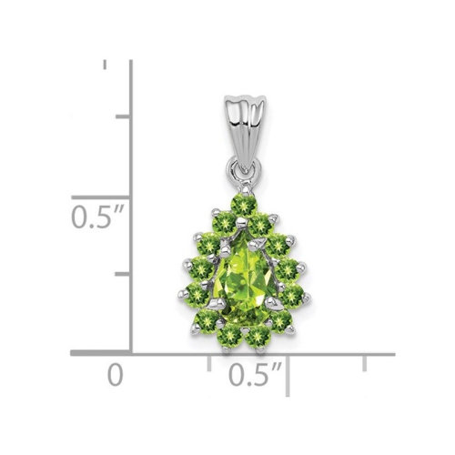1.30 Carat Natural Green Peridot Drop Pendant Necklace in Sterling Silver with Chain