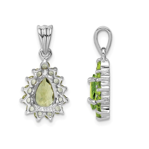 1.30 Carat Natural Green Peridot Drop Pendant Necklace in Sterling Silver with Chain