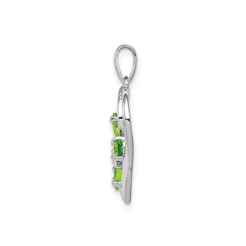 9/10 Carat Peridot Butterfly Heart Pendant Necklace in Sterling Silver with Chain