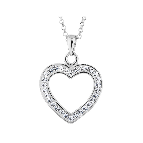 GEM AND HARMONY  Synthetic Crystal Heart Pendant Necklace In Sterling With Chain In Silver