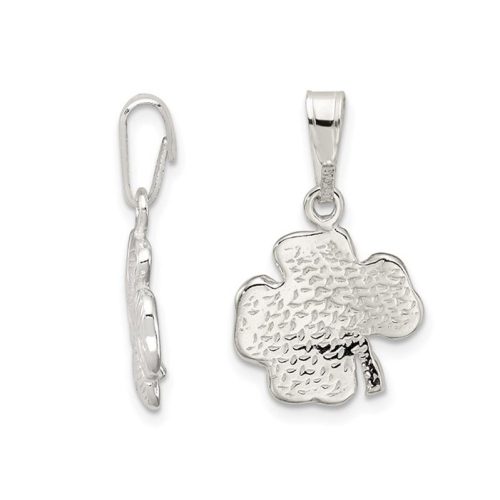 Four Leaf Clover Charm Pendant Necklace in Sterling Silver with Chain
