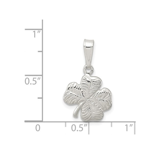 Four Leaf Clover Charm Pendant Necklace in Sterling Silver with Chain