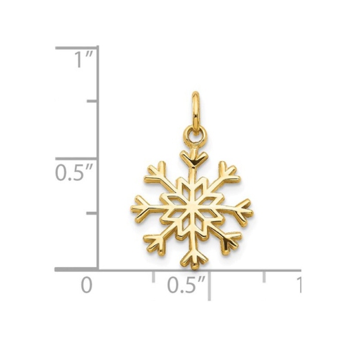 14K Yellow Gold Snowflake Charm Pendant Necklace with Chain
