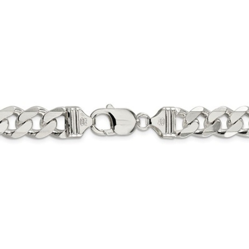 Mens Curb Chain Bracelet 9 Inches in Sterling Silver 10mm