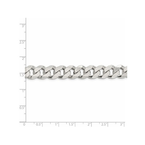 Mens Curb Chain Bracelet 9 Inches in Sterling Silver 10mm