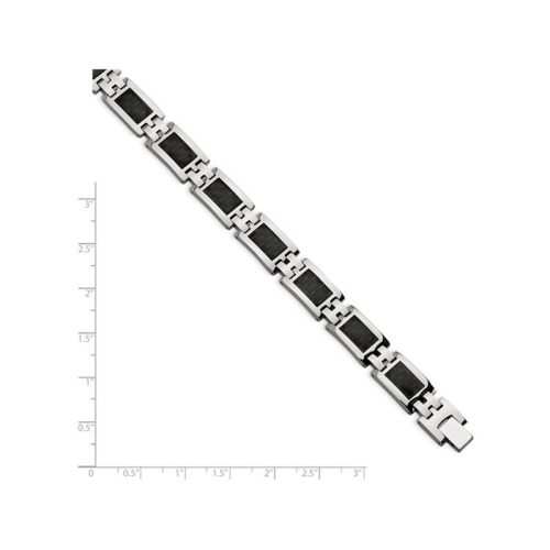 Mens Stainless Steel Carbon Fiber Bracelet 9.25 Inches