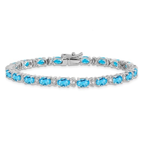 Bracelet en or blanc 14 ct avec topaze bleue suisse