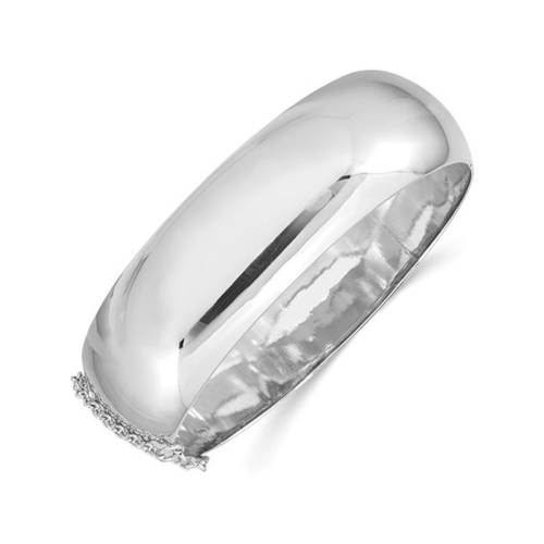 Hinged Bangle in Rhodium Plated Sterling Silver