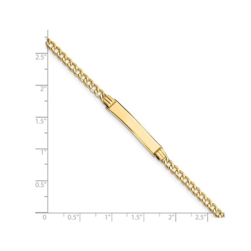 Engraveable ID Bracelet in 14K Yellow Gold 7 Inches