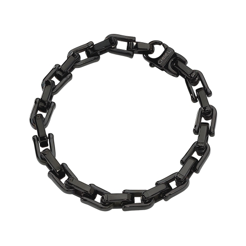 GEM AND HARMONY  Mens Stainless Steel Bracelet In Plating 8.5 Inch In Black