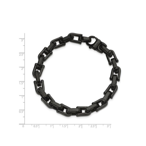 Mens Stainless Steel Bracelet in Black Plating 8.5 Inch