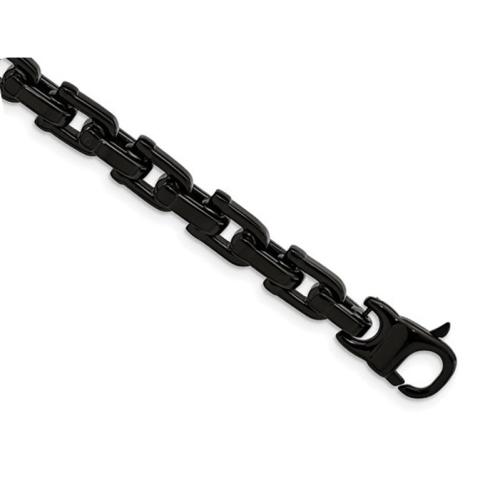 Mens Stainless Steel Bracelet in Black Plating 8.5 Inch