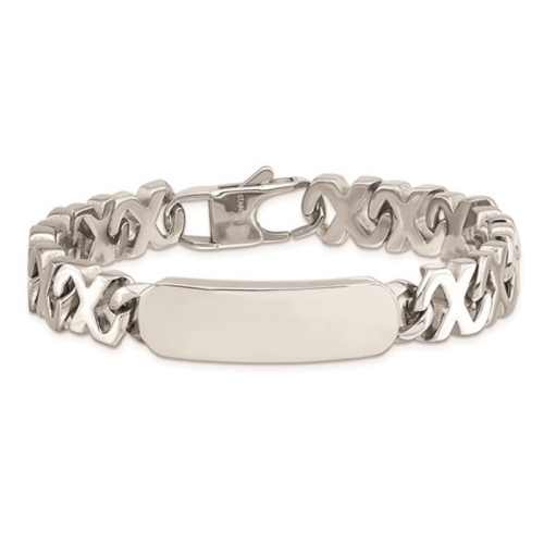 Polished ID Bracelet in Infinity Link Stainless Steel 8.25 Inches