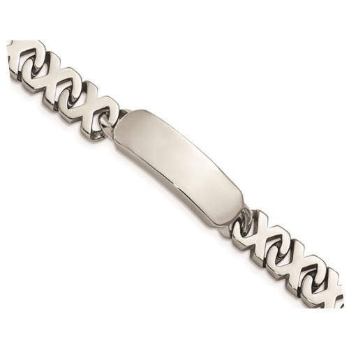 Polished ID Bracelet in Infinity Link Stainless Steel 8.25 Inches