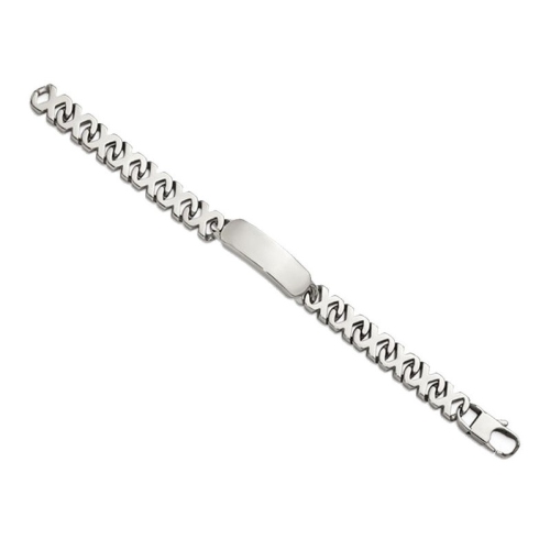 Polished ID Bracelet in Infinity Link Stainless Steel 8.25 Inches
